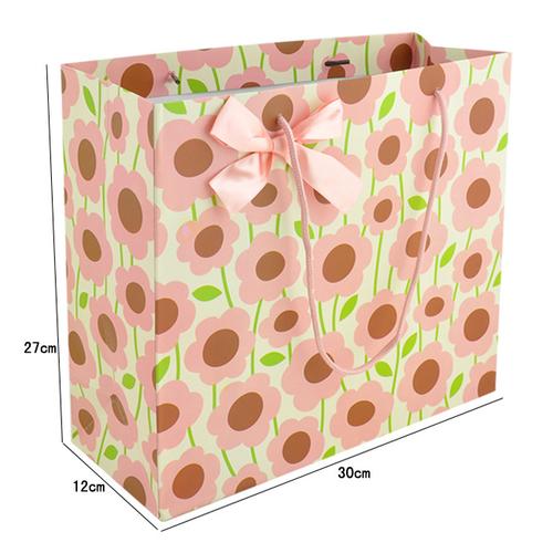 工厂直销粉色花朵礼品袋生日服装化妆品包装袋纸制手提袋大号